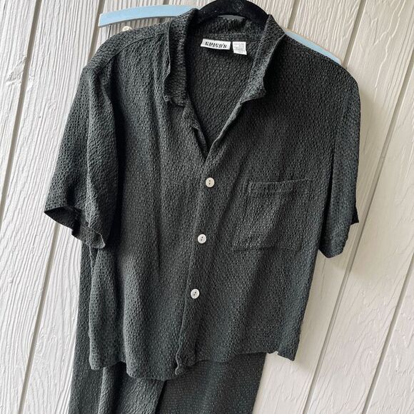 Vintage 90s Chico’s Design Set M/L | Rayon Seersucker Lounge Set Made in USA - Picture 8 of 13